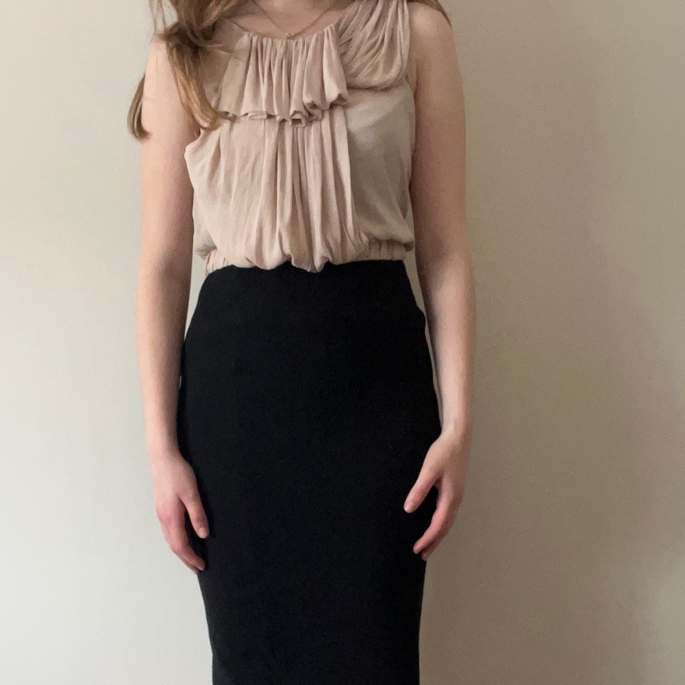 Zara Basics Two-Tone Sleeveless Ruffle Dress – Women’s Size XS